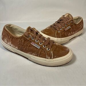 Superga 2750 Velvet Lace Up Sneakers Blush Dusty Rose 8